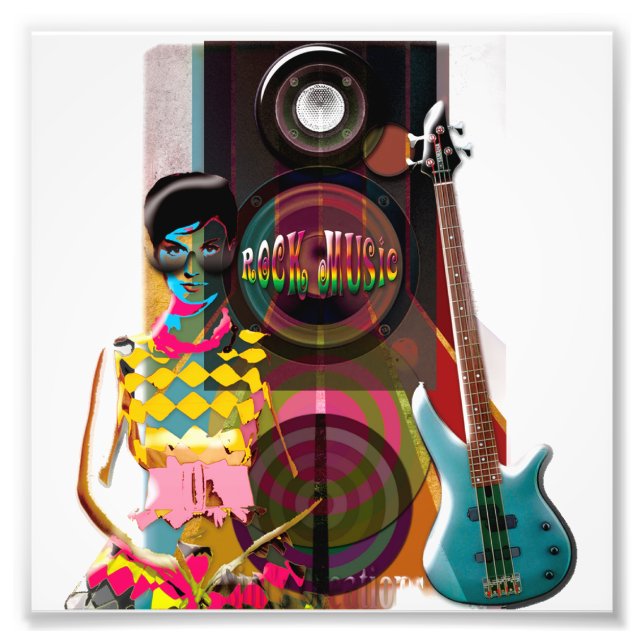 Foto Ilustrações Rock Music com guitarra e Auto-falante (Frente)