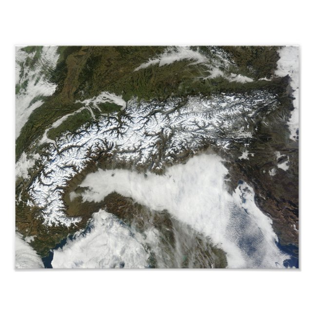 Foto Imagem por satélite da cadeia montanhosa dos Alpes (Frente)