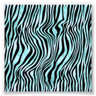 Foto Impressão Animal Azul Brilhante Pele de Zebra Turq