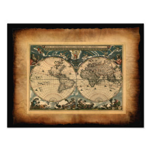 Foto Impressão da arte do mapa de Velho Mundo