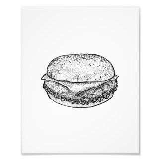 Foto Impressão de Arte de Hambúrguer com Queijo Desenha