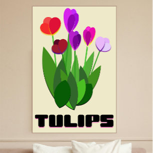 Foto Impressão de Arte de Tulipas Minimalista – Poster 