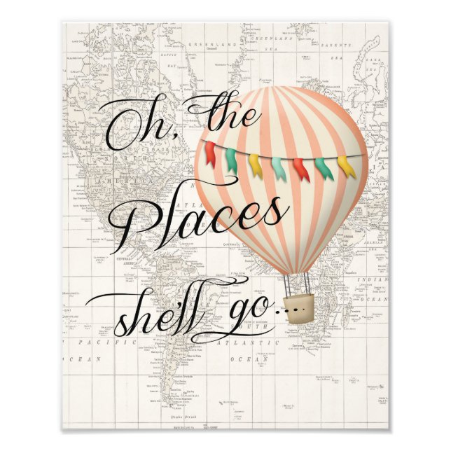 Foto Impressão de Arte do Balão de Ar Quente Rosa (Frente)