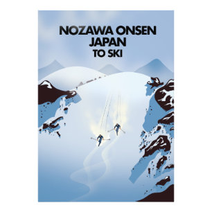 Foto Impressão de esqui de Nozawa Onsen no Japão.