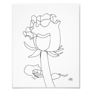 Foto Impressão de Flor de Desenho de Linha
