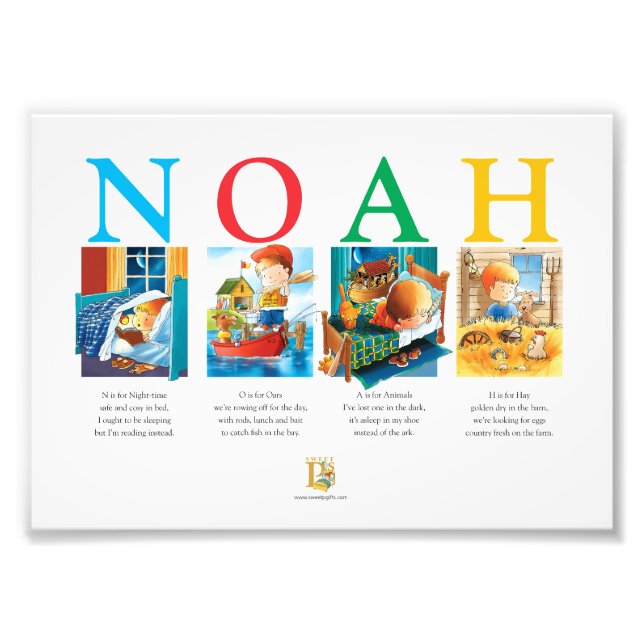 Foto Impressão de Nome de Bebê Personalizado - Noah Alp (Frente)