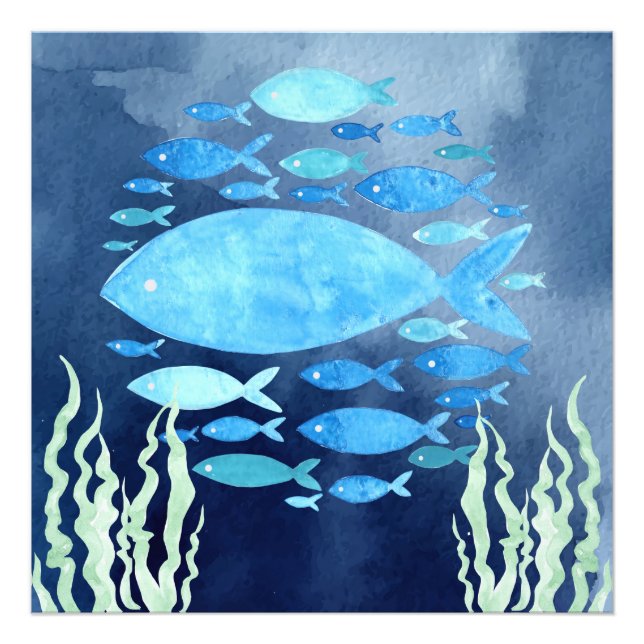 Foto Impressão De Peixes No Mar (Frente)