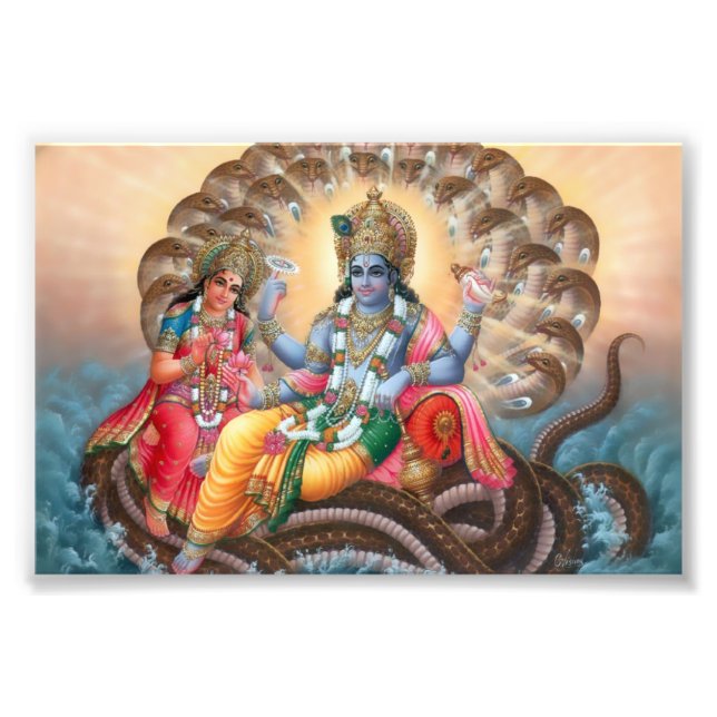 Foto Impressão de Vishnu & Lakshmi (6" x 4") (Frente)