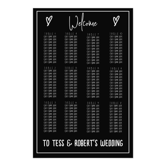 Foto Impressão do Gráfico de Assentos Minimalista Preto (Frente)