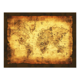 Foto Impressão do mapa de Velho Mundo do vintage dos