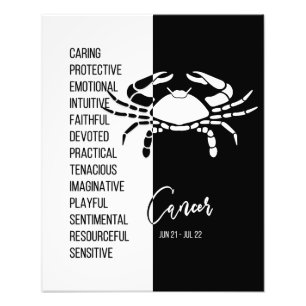 Foto Impressão do Signo de Câncer, Preto e Branco