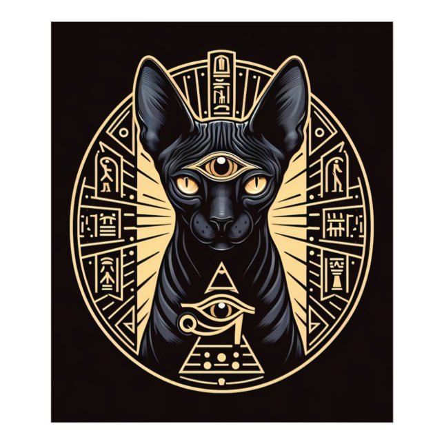 Foto Impressão Sphynx Cat Mau Olho Dourado Egito (Frente)