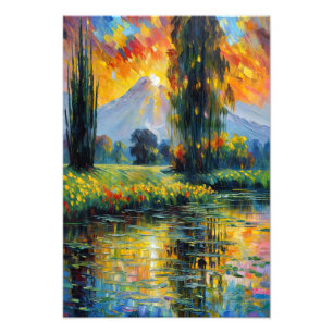 Foto Impressionismo de Paisagem Vibrante Reflexo do Pôr
