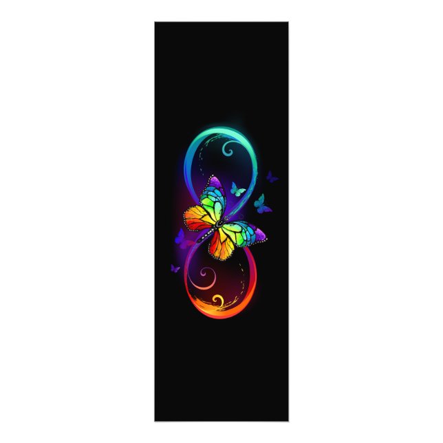 Foto Infinidade vibrante com borboleta arco-íris a pret (Frente)