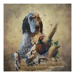 Foto Inglês setter com faisões, arte