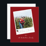 Foto Instantânea de Orçamento Feliz Natal<br><div class="desc">** SATIN PAPER É PAPEL FINO. ATUALIZE O PAPEL PARA OBTER UM PAPEL MAIS ESPESADO. TEM UMA OPÇÃO PARA ENVELOPES. *** Economize dinheiro em Cartões de Natal com este cartão menor que tem uma opção para envelopes. Aqueça as férias de sua família e amigos com seu Cartão de Natal de...</div>