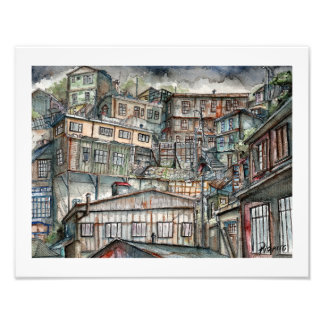 Foto Invierno en los cerros de Valparaíso (acuarela).