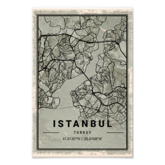Foto Istanbul turkey map print poster canvas