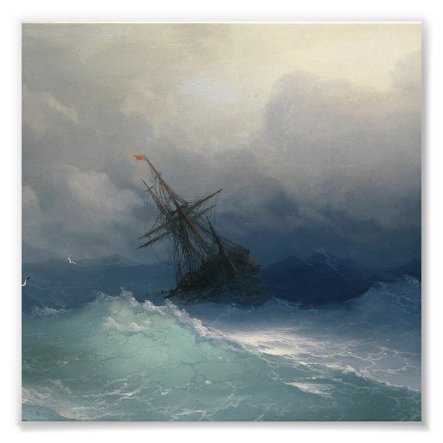 Foto Ivan Aivazovsky - Navio No Mar Tempestade (Frente)