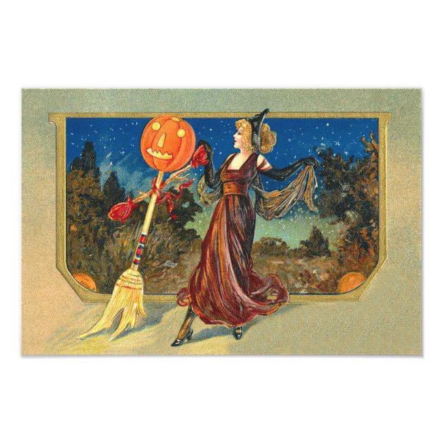 Foto Jack O Lantern Pumpkin Broom Dance Mulher (Frente)