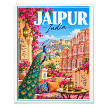 Jaipur India Colorful Travel Poster