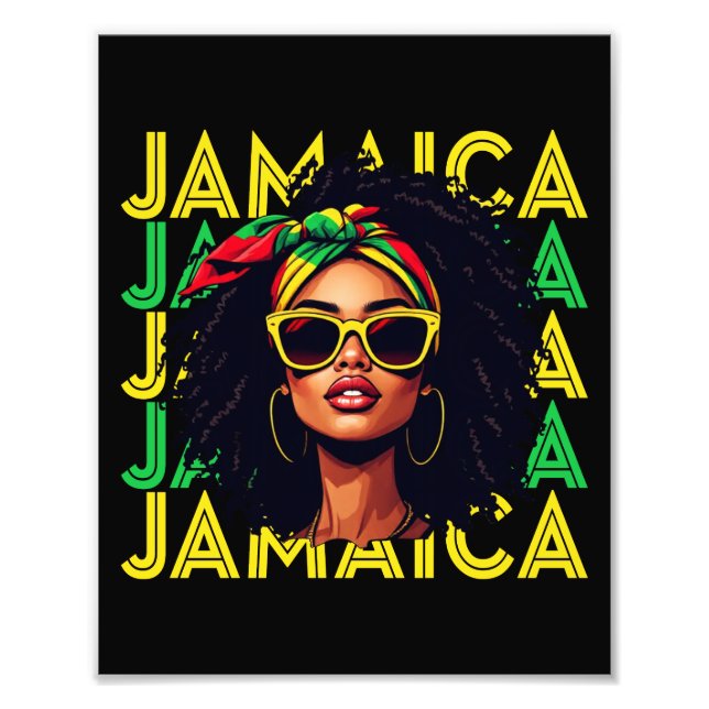 Foto Jamaican Girl Flag, mulher jamaicana orgulhosa (Frente)