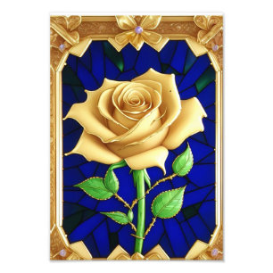 Foto Janela de Vidro Colorido Elegante com Rosa Dourada
