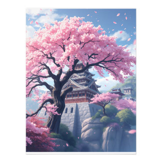 Foto Japanese Castle in Cherry Blossom Spring – Elegant