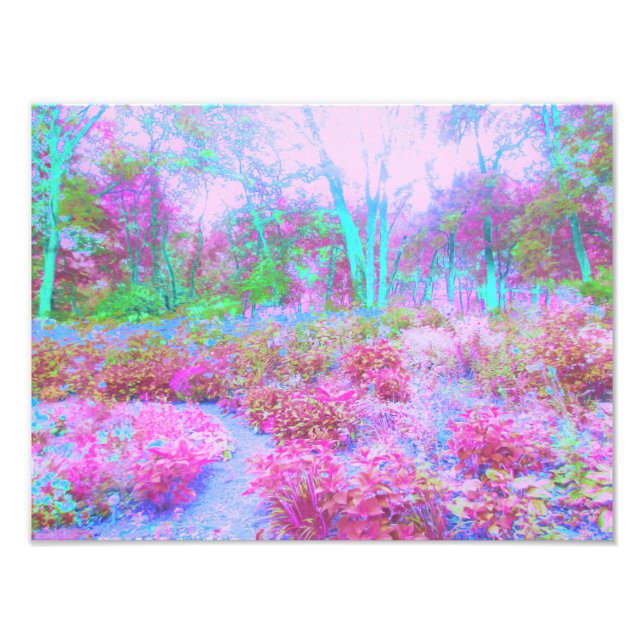 Foto Jardim Abstrato de Rosa Impressionista e Turquesa (Frente)