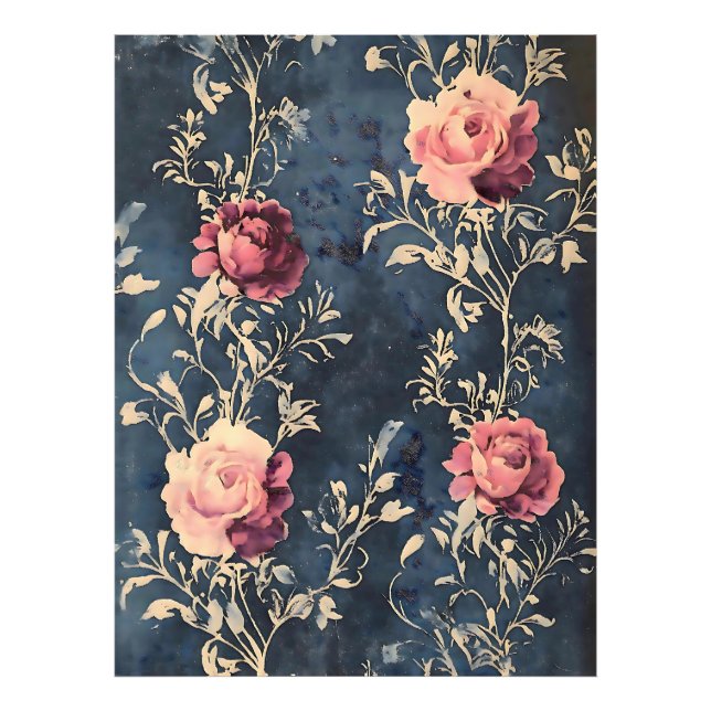 Foto Jardim ao Luar – Rosas Antigas sobre Azul Meia-Noi (Frente)