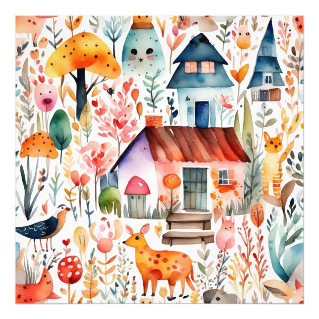 Foto Jardim de algodão, animais de campo floral (Frente)