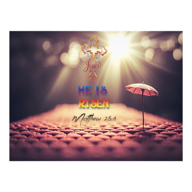 Foto Jesus Ouro Cross Ele Está Risen Matthew 28:6 (Frente)
