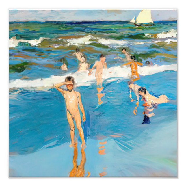 Foto Joaquín Sorolla los niños en el mar playa (Frente)