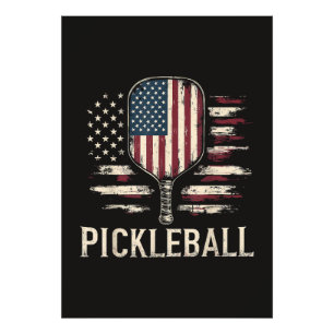 Foto Jogador de Pickleball Bandeira dos EUA Retro Paddl