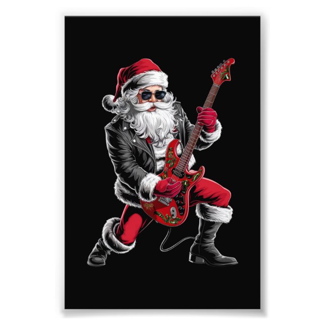 Foto Jogador de Violão Rock & Roll de Natal Papai Noel (Frente)