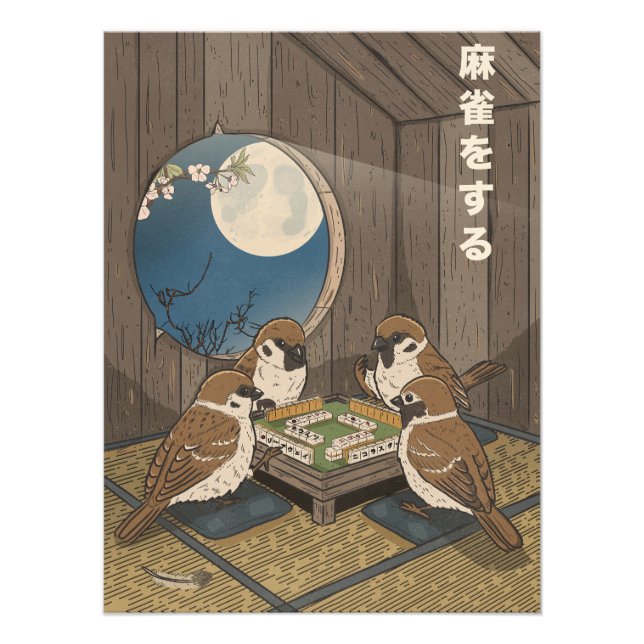 Foto Jogo de pássaros jogando Mahjong  (Frente)