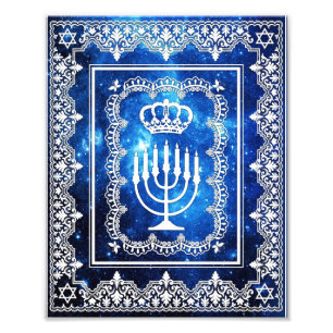 Foto Judeu Menorah Crown Faux Lace Papercut Art Impress