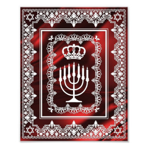 Foto Judeu Menorah Crown Faux Lace Papercut Art Impress