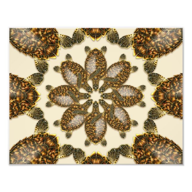 Foto Kaleidoscópico Hawksbill Sea Turtle 14" x 11" Impr (Frente)