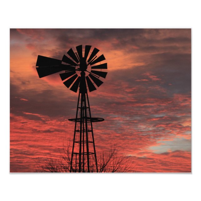 Foto Kansas Christmas EVE 2021 Windmill Sunset (Frente)