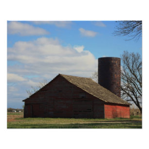 Foto Kansas Country Red Barn com céu azul