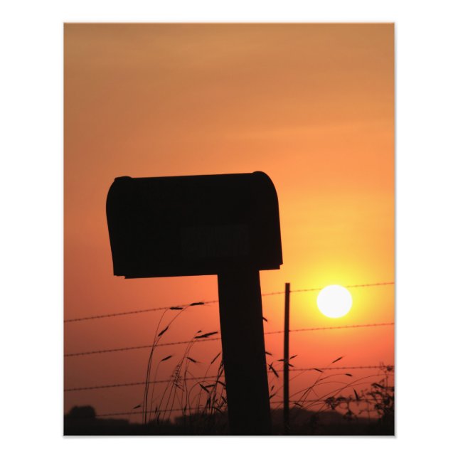Foto Kansas Mail Box Silhouette Sunset com nuvens (Frente)