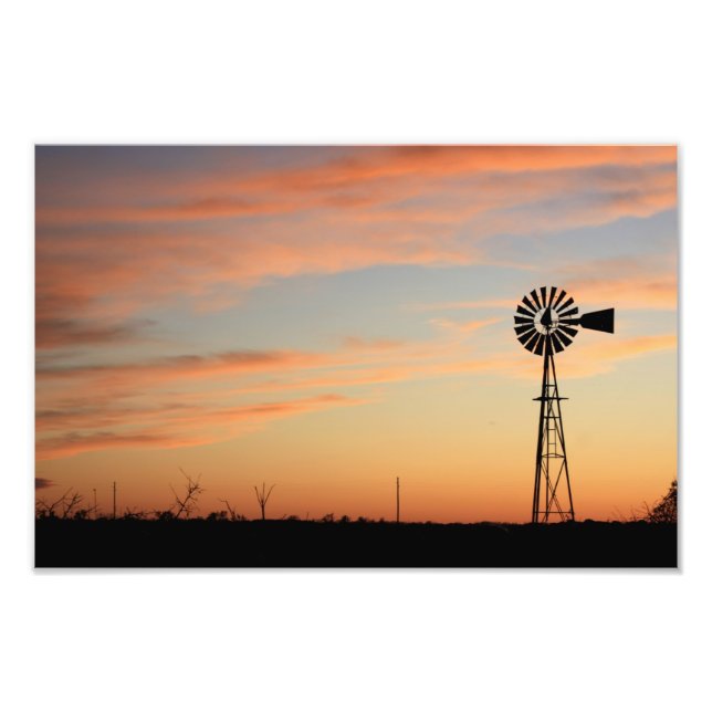Foto Kansas Windmill Sunset (Frente)
