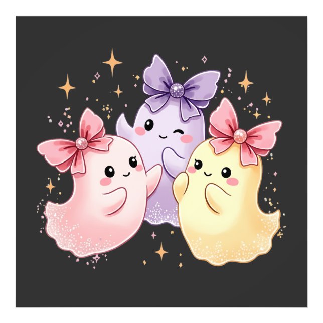 Foto Kawaii Cute Pastel Fantasmas com Arcos (Frente)