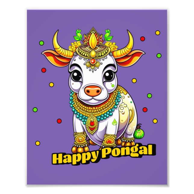 Foto Kawaii Pongal - Vaca Decorada (Frente)