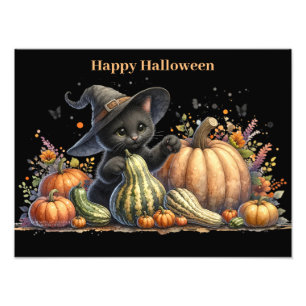 Foto Kitten da Bruxa Negra do Halloween W/ Pumpkins Gou