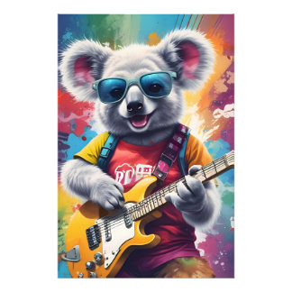 Foto Koala tocando violão, grafite rock