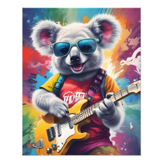 Foto Koala tocando violão, grafite rock