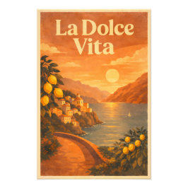 Foto La Dolce Vita – Retro Italian Coast Travel Poster