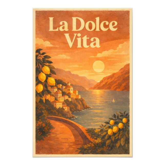 Foto La Dolce Vita – Retro Italian Coast Travel Poster (Frente)